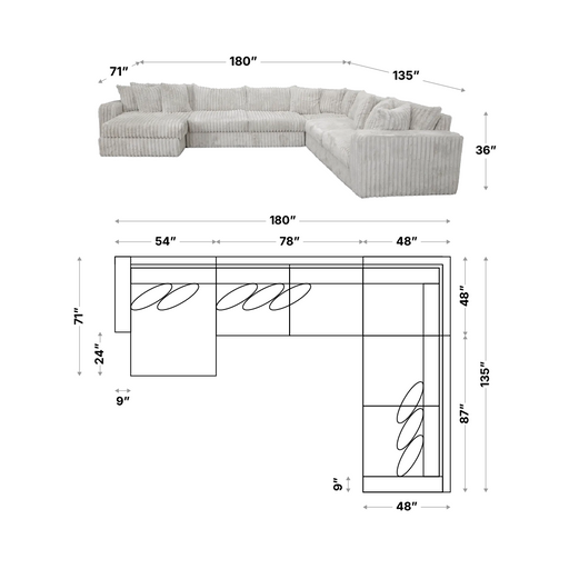 The Luna 4pc Sectional W/chaise Lounge - Furniture City (CA)l